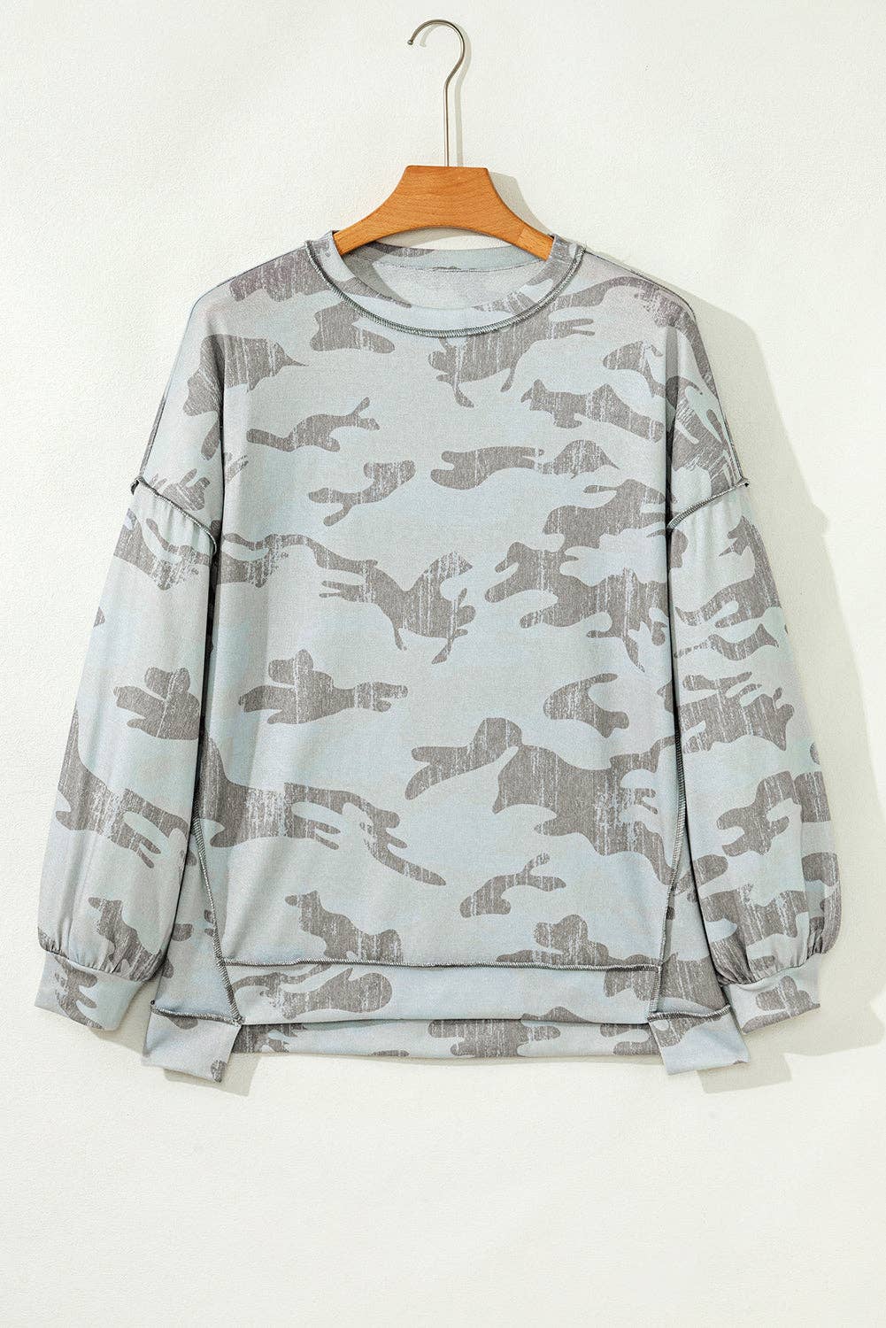 LALA LOO - Camouflage Round Neck Sweatshirt