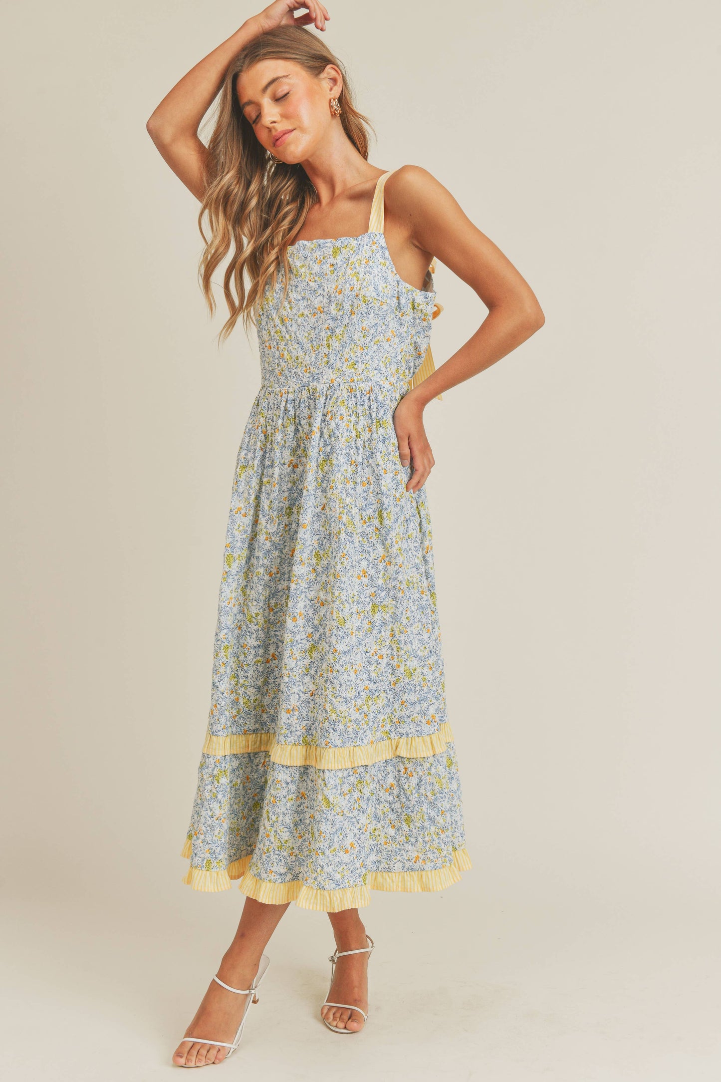 Spring flowers Tiered Midi Dress