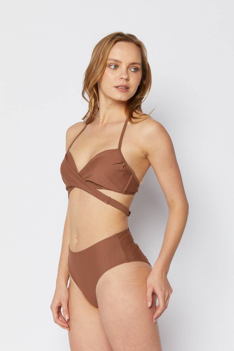 Moulded bra top, Skinny highwaistBrown