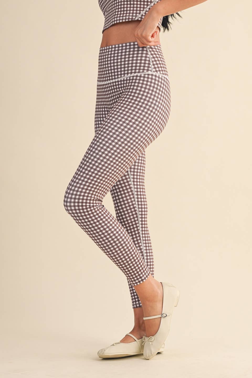 KIMBERLY C - Gingham Print Aligned Performance High-Rise Leggings